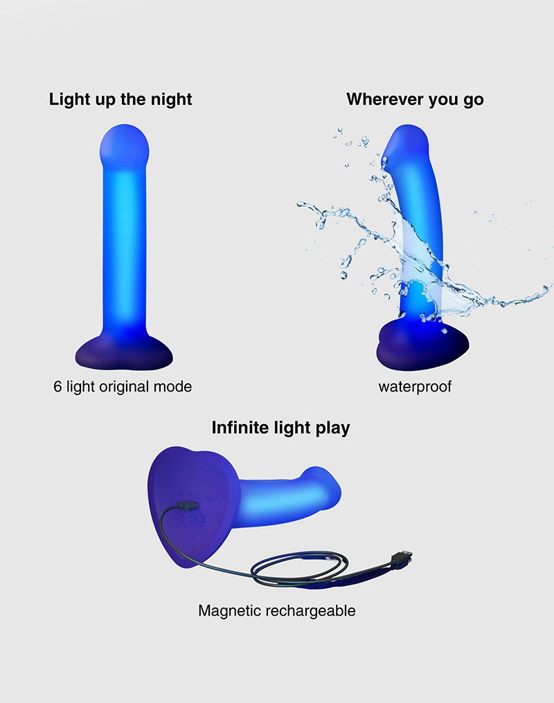 Strap-On-Me - Glow LED Dildo - Maat M - Paars - Afbeelding 5