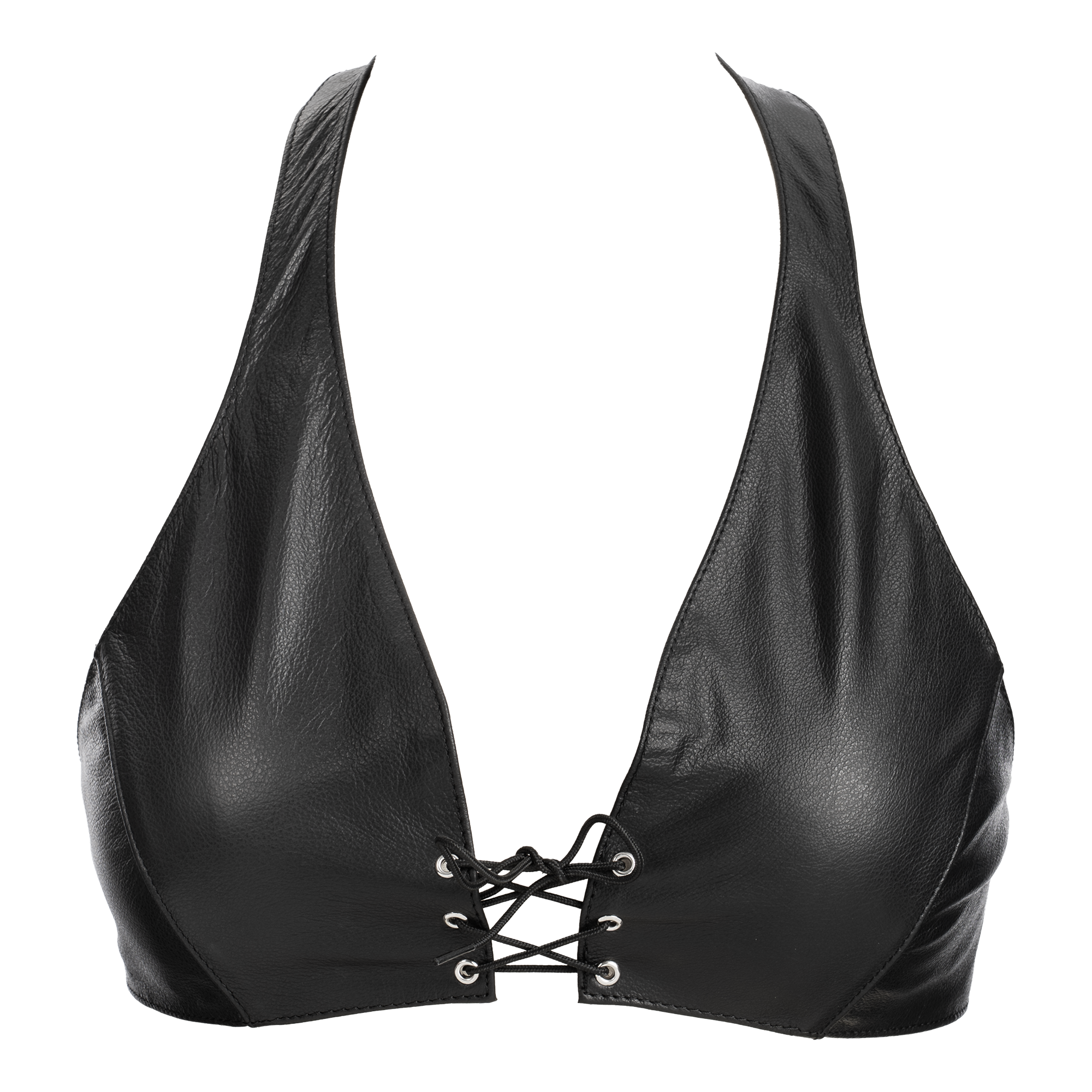 Rimba Bondage Play - Lederen Bustier met Vetersluiting - Zwart - Afbeelding 4