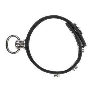 Lederen Cockring met Metalen O-Ring – Zwart & Zilver
