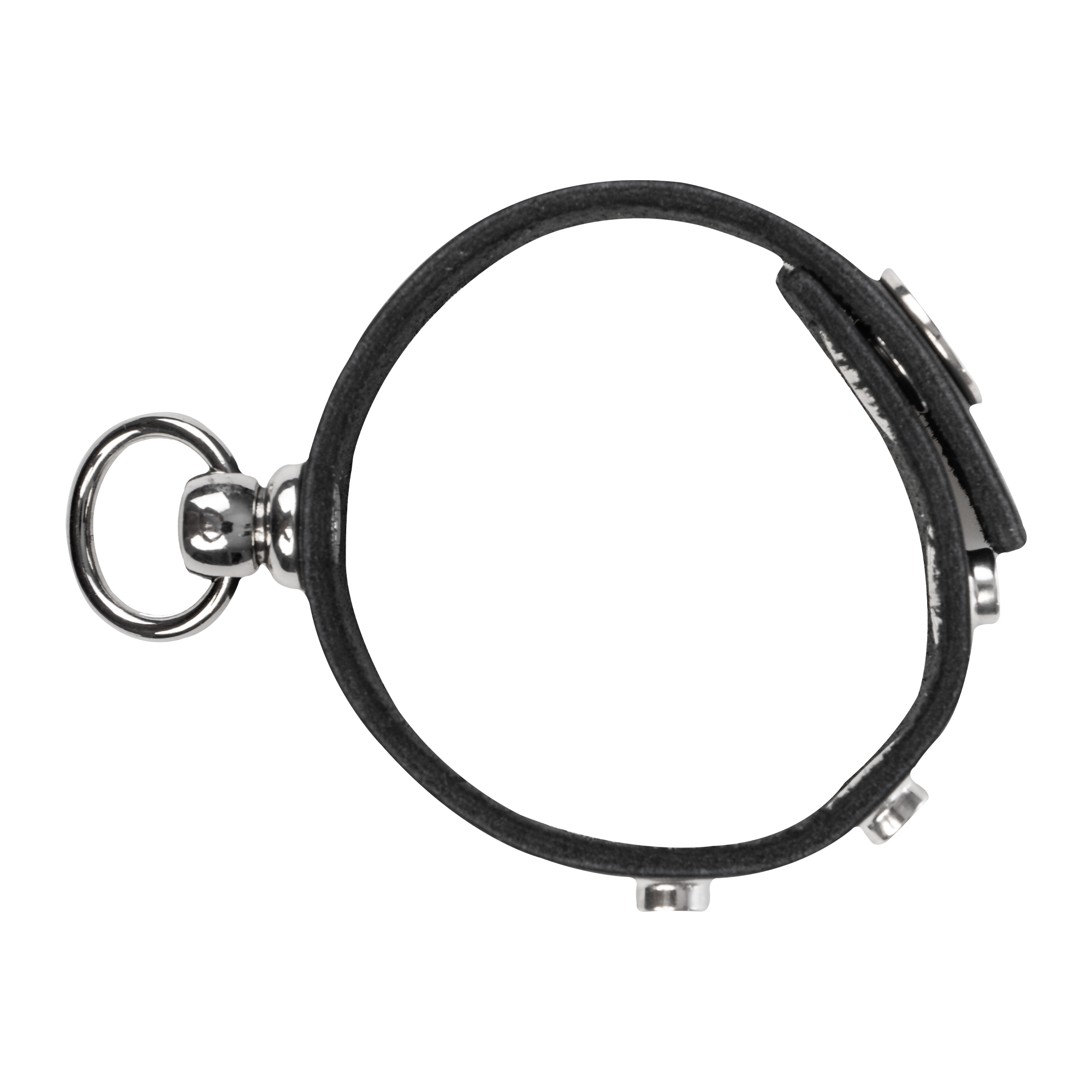 Lederen Cockring met Metalen O-Ring - Zwart & Zilver - Afbeelding 2