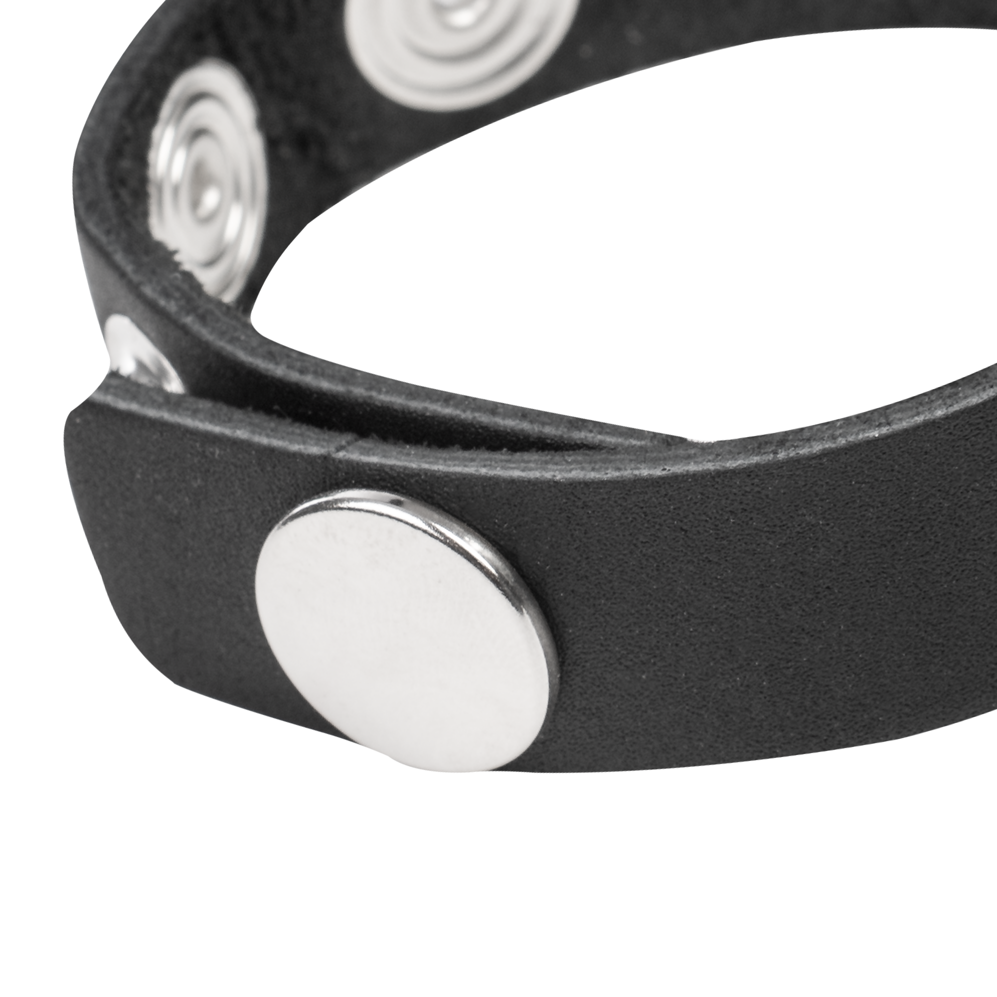 Lederen Cockring met Metalen O-Ring - Zwart & Zilver - Afbeelding 5