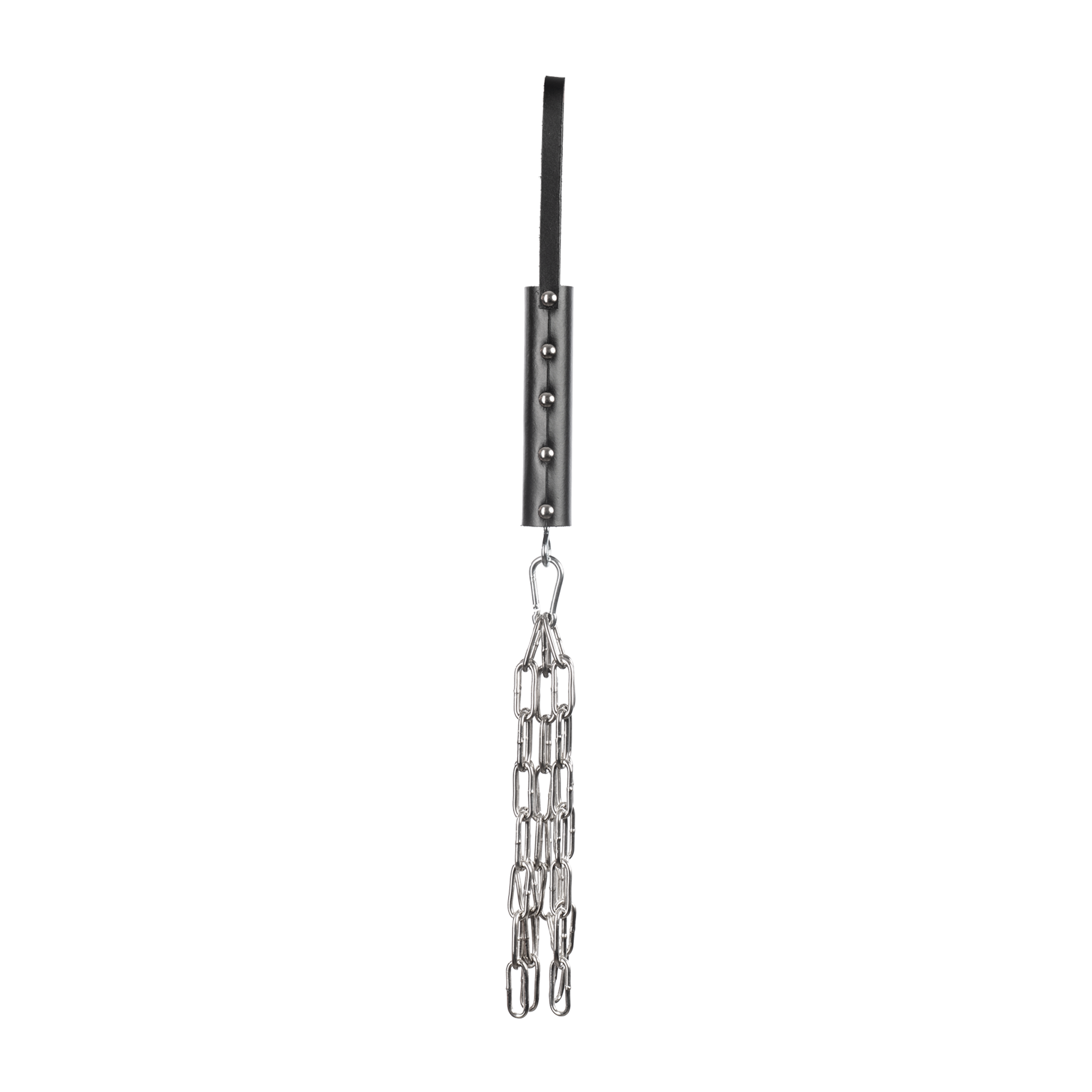 Lederen Zweep met Metalen Ketting - Zwart & Zilver - Afbeelding 2