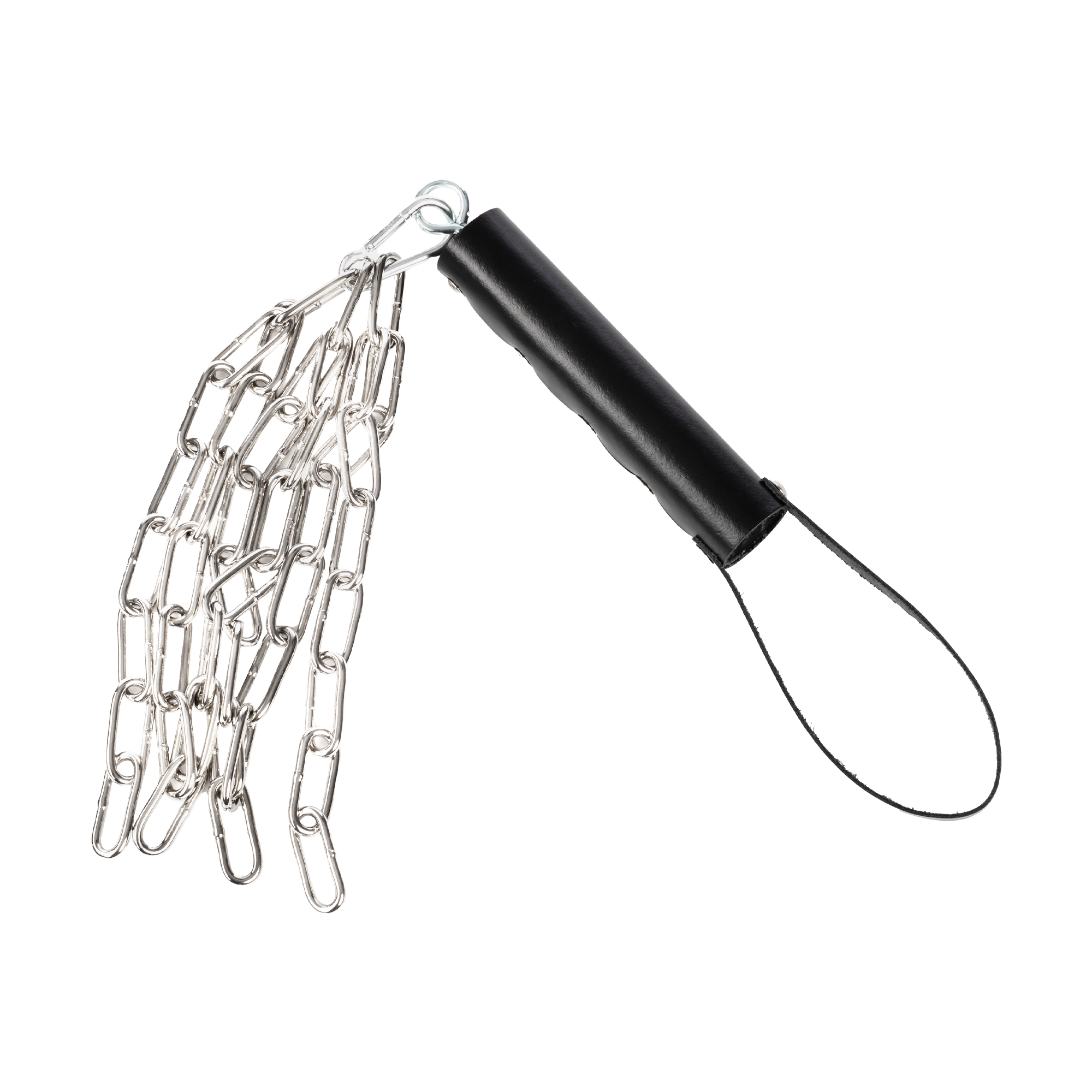 Lederen Zweep met Metalen Ketting - Zwart & Zilver - Afbeelding 3