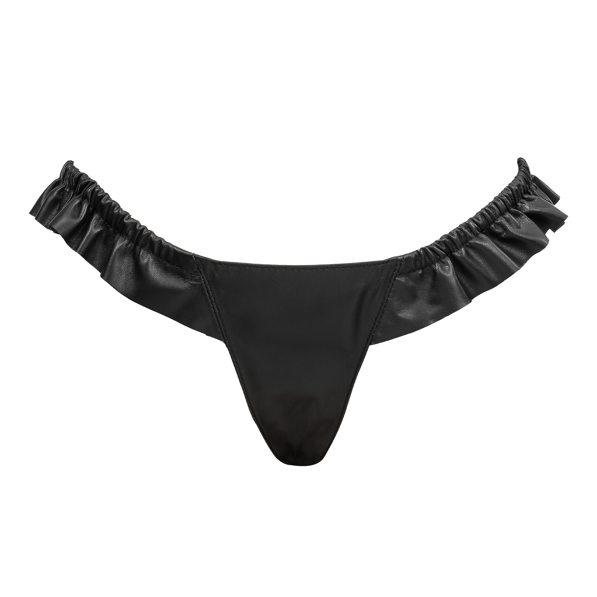 Luxe Lederen String met Roesjes - Zwart - Afbeelding 4