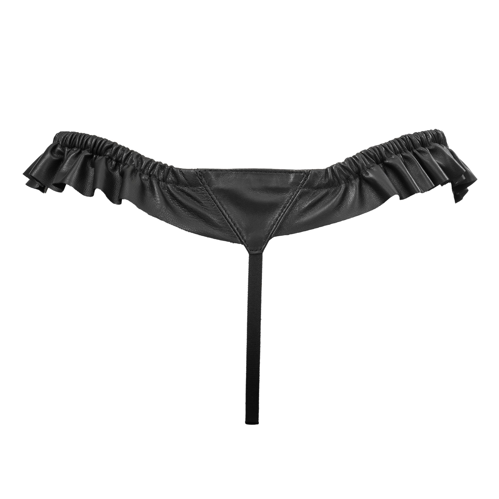 Luxe Lederen String met Roesjes - Zwart - Afbeelding 6