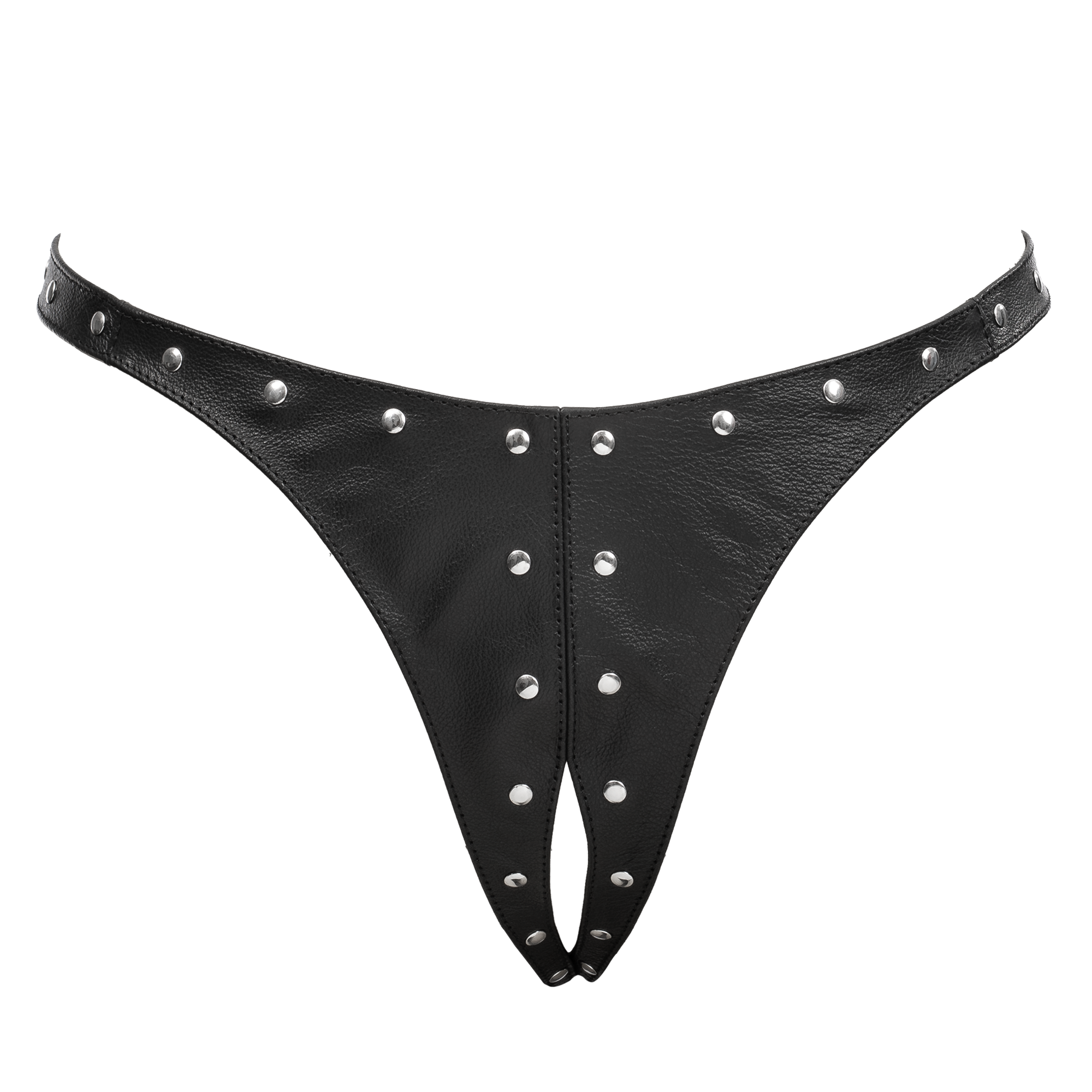 Open Lederen String met Decoratie - Zwart - Afbeelding 4