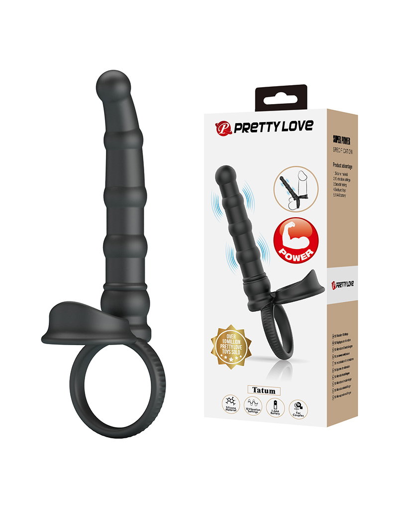 PL - Tatum - Anale vibrator met penisring - Zwart