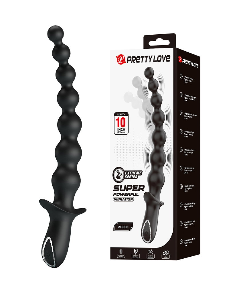 PL - Rigdon - Anale kralen vibratorplug - Zwart
