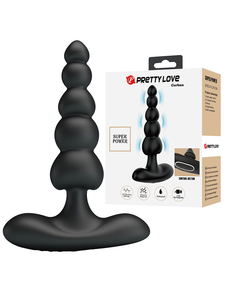 PL - Corban - Anale kralenvibrator - Zwart