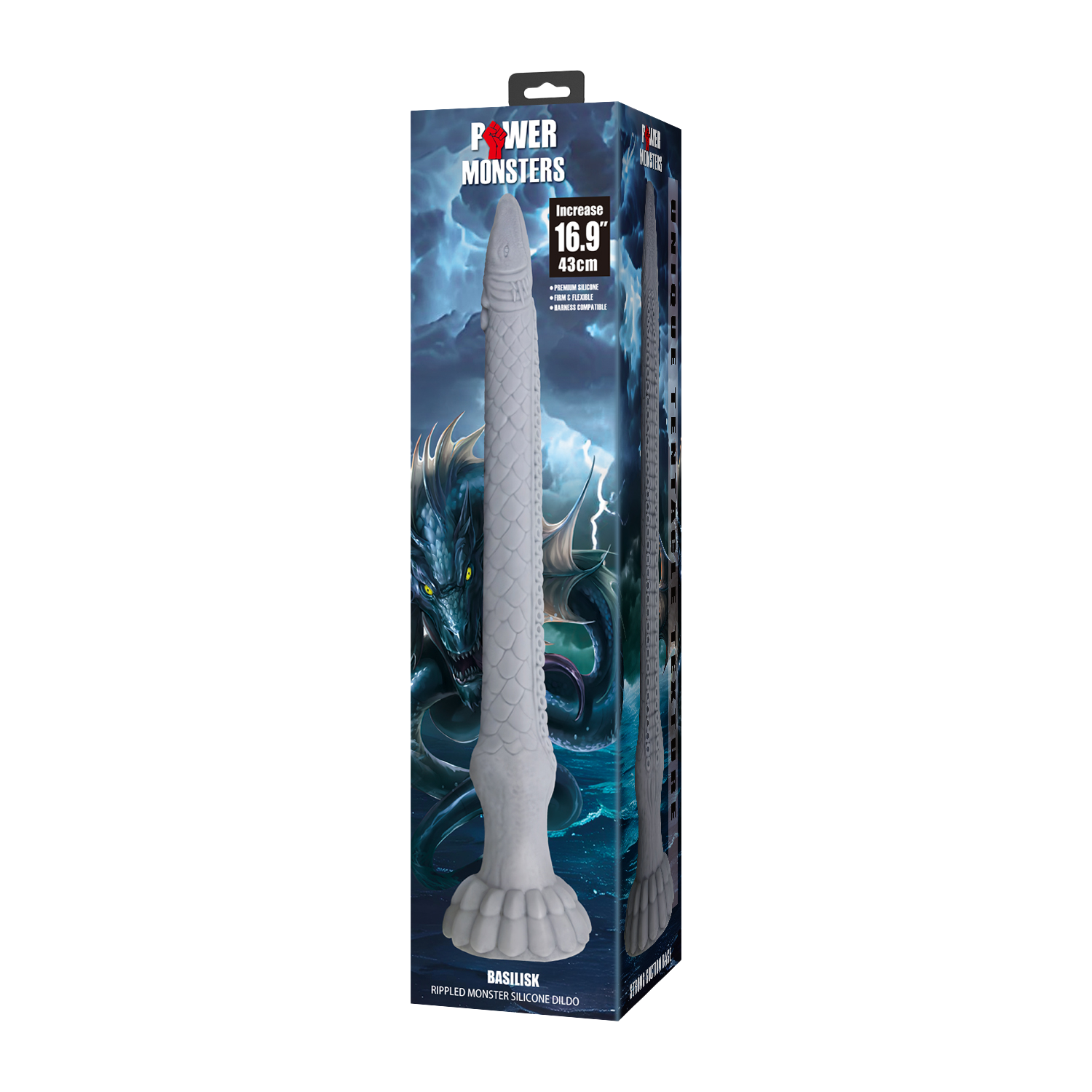 Power Monsters - Basilisk - Taps toelopende dildo - Mix Color - Afbeelding 5