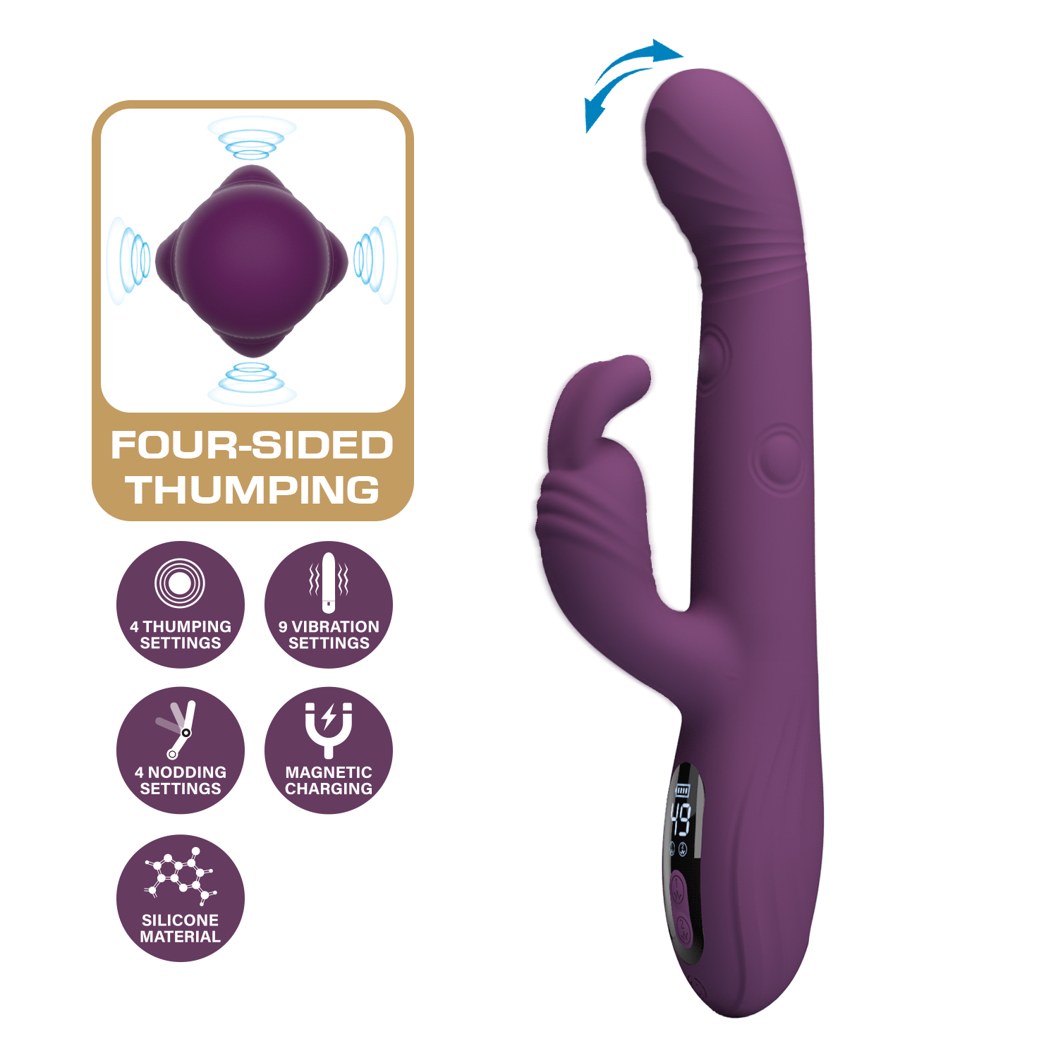 PL - Dee - Rabbit Vibrator - Bordeauxrood - Afbeelding 11
