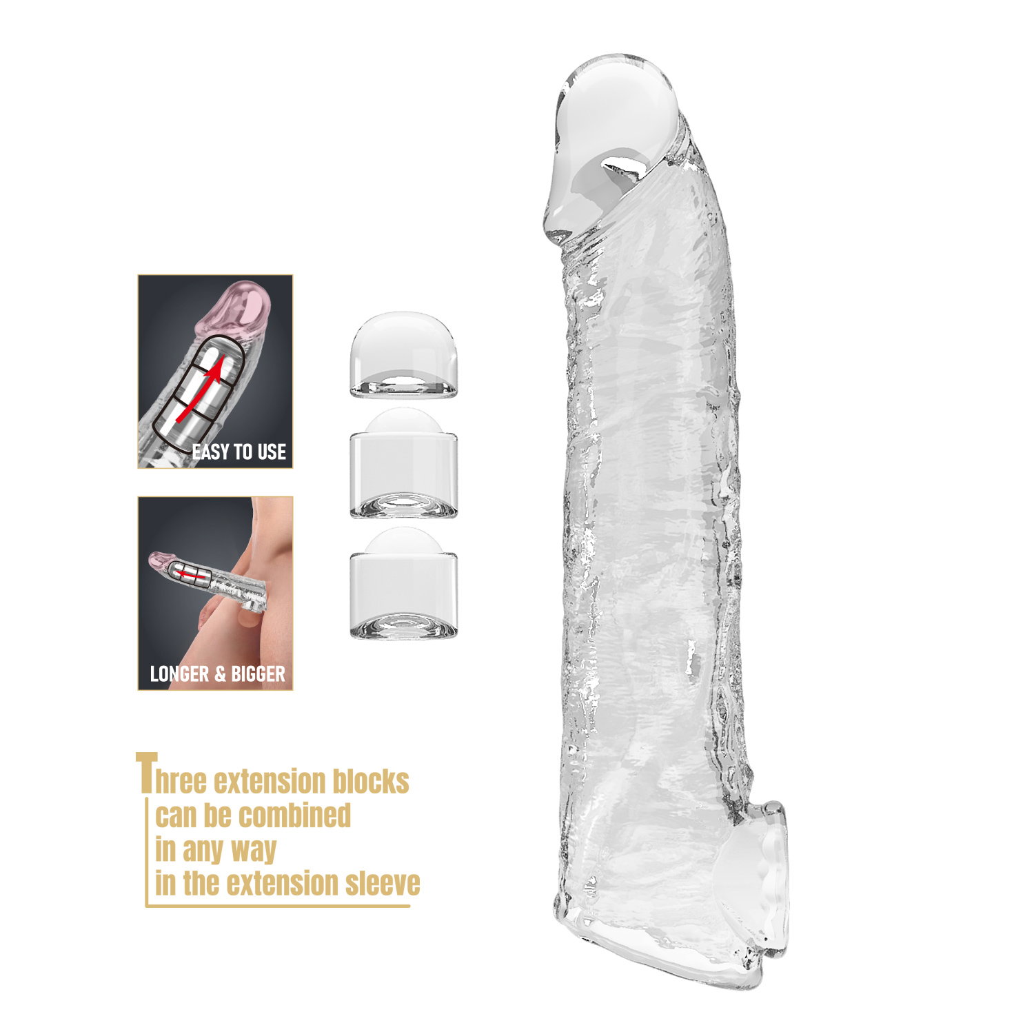 PL - Verlengstuk voor penis - 26 cm - Transparant - Afbeelding 4