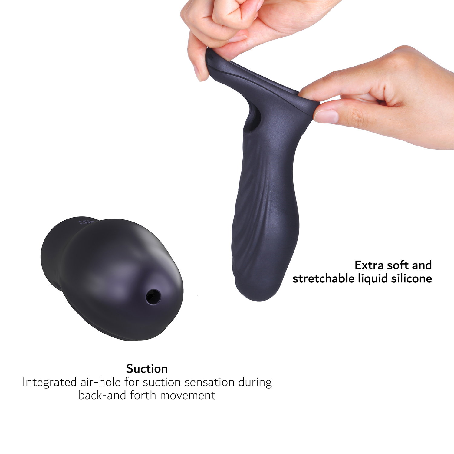 MANWAN - Ryzer Max - Penisverlenger en zachte masturbatie Sleeve - Black Plum - Afbeelding 6