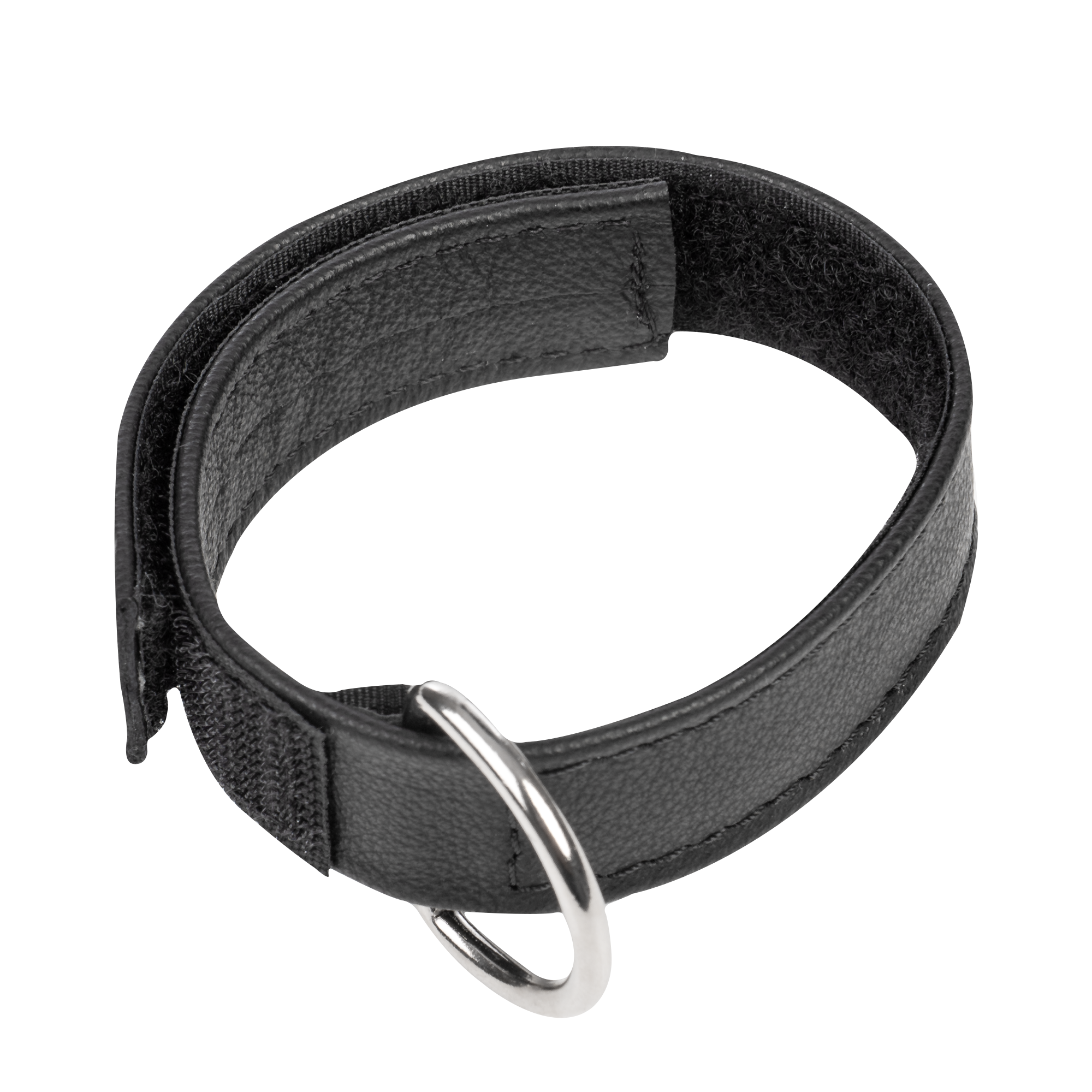 Lederen Cockstrap met Klittenband - Zwart