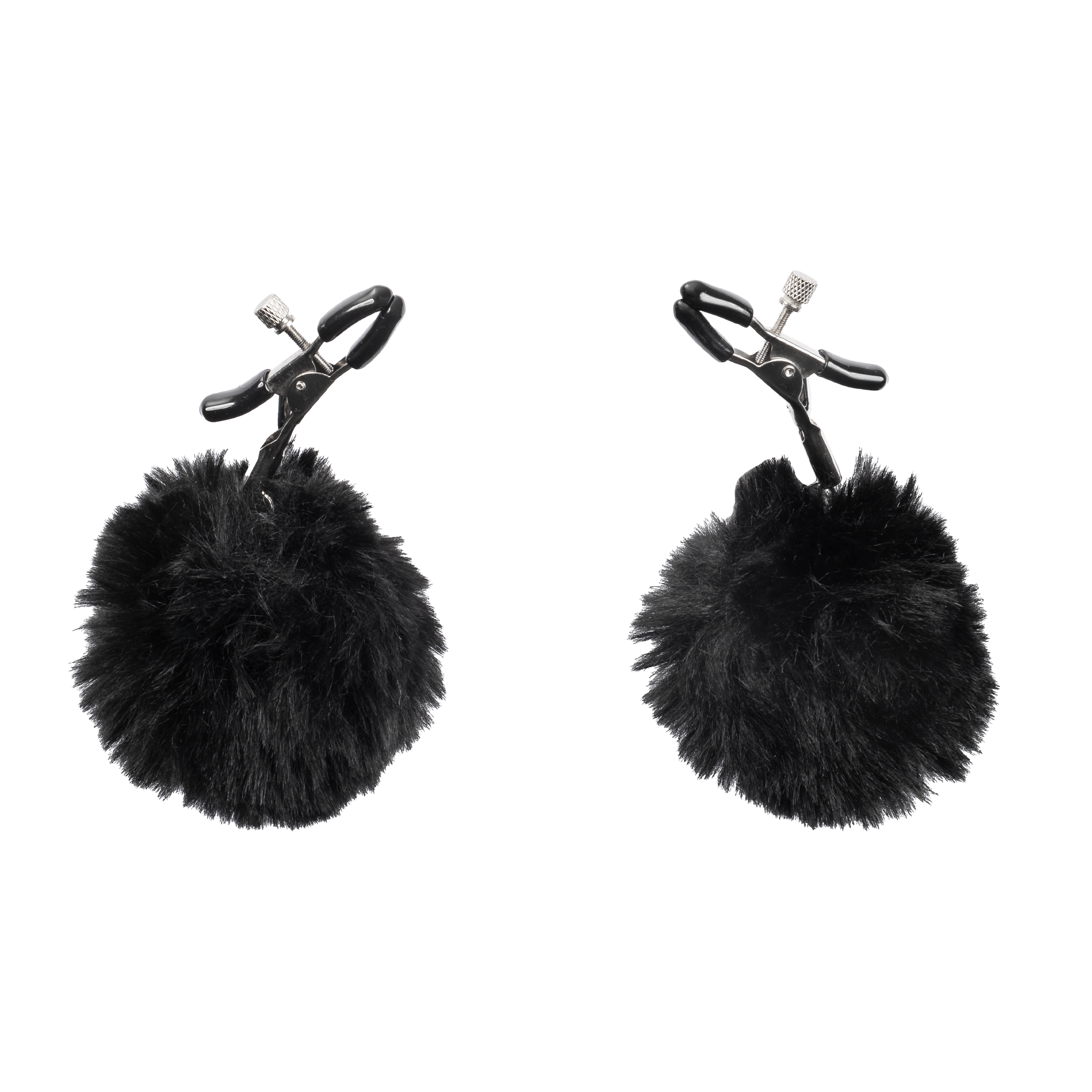 Rimba Bondage Play - Tepelklemmen met pompons - Zwart