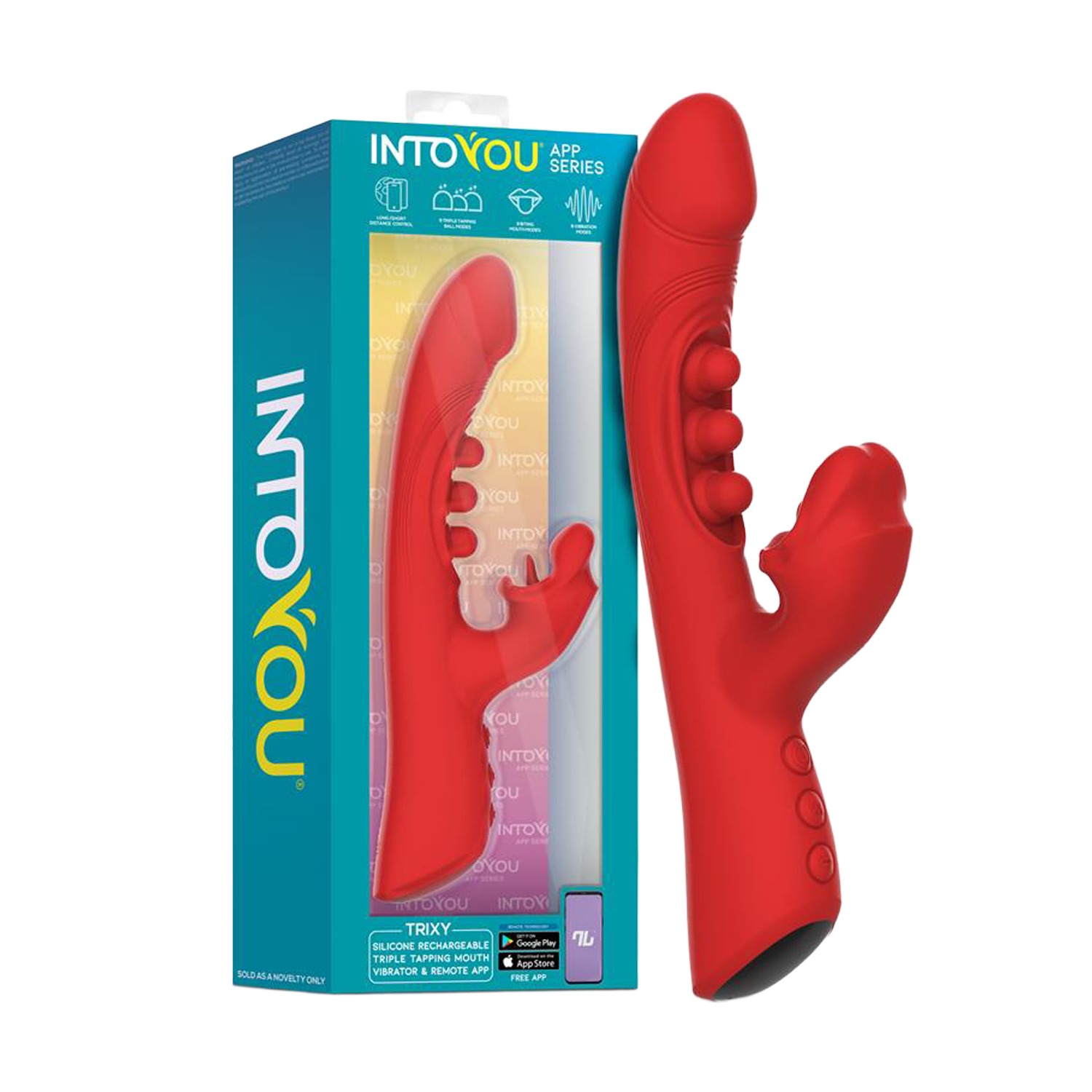 IY - Trixy - Triple Tapping mondvibrator met app-bediening - Rood - Afbeelding 7